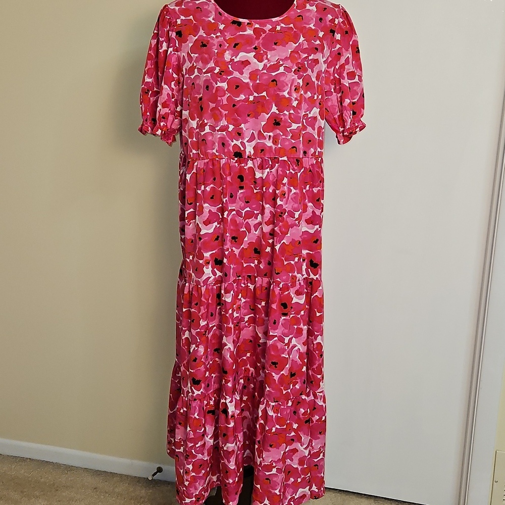 Floral Pink Maxi Dress Size Large - Picture 2 of 6